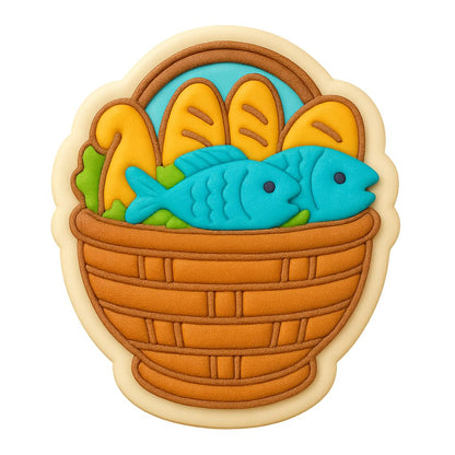 Biblical Miracle Basket of Loaves & Fishes Cookie Cutter - 4x3.5" Baking Tool