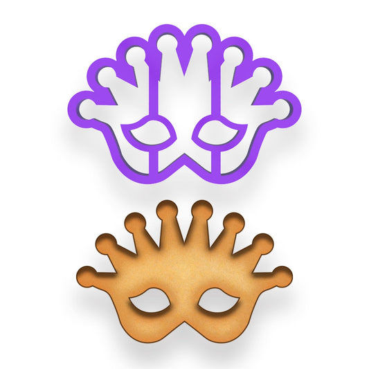 Mardi Gras Crown Masquerade Mask Cookie Cutter (Purple) - 5.47x3.66 Inches, Festive Carnival Baking Tool for Party Treats