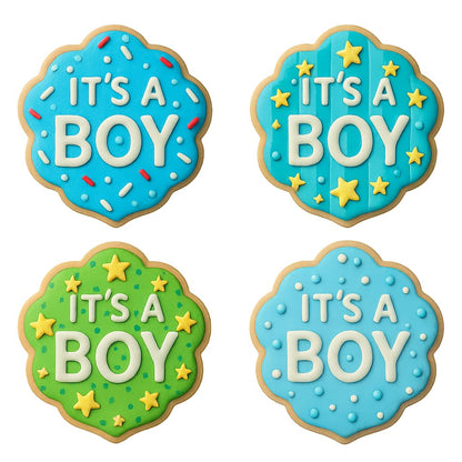 Mighty Gadget It's a Boy Cookie Cutter & Stamp - 4x4" Embossed Text for Baby Showers (Random Color)