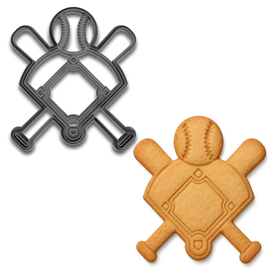 Baseball Field Cookie Cutter & Stamp - 4x3.46", Home Plate with Bats Design for Sports Fans (Random Color)