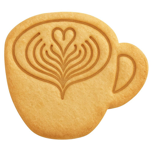 Mighty Gadget Latte Art Cup Cookie Cutter & Stamp - 4x3" Beautiful Design for Coffee Lovers (Random Color)