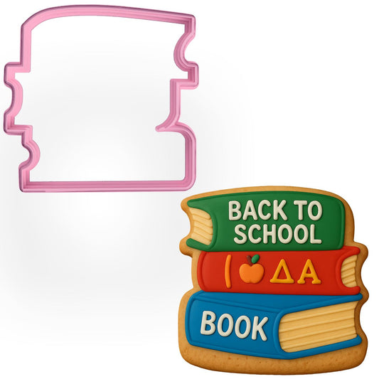 Pink Stacked Books Cookie Cutter – 3.75x3.6" Back to School Book Design for Teachers & Students (Random Color)