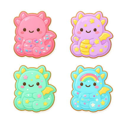 Kawaii Baby Dragon Cookie Cutter - 4x3.49" Fun Kids Baking Design