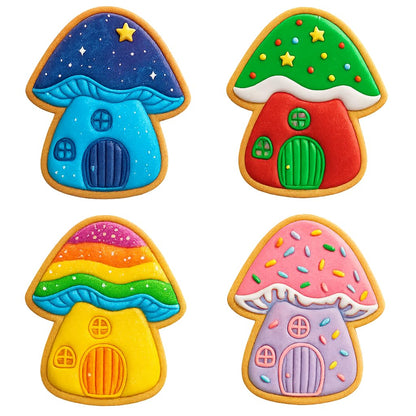 Mighty Gadget Fairy Mushroom House Cookie Cutter & Stamp - 4x3.6" Enchanted Design for Magical Baking (Random Color)