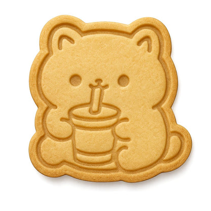 Kawaii Cat Drinking Soda Cookie Cutter - 4x3.8" Fun Baking Design for Kids