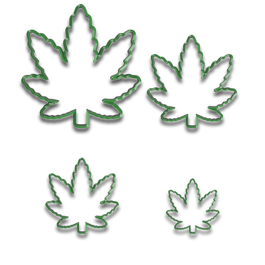 Marijuana Cannabis Pot Leaf Cookie Cutter Set – 4-Piece (4", 3.5", 2.5", 1.5") – Fun 420 Baking & Edible Creations