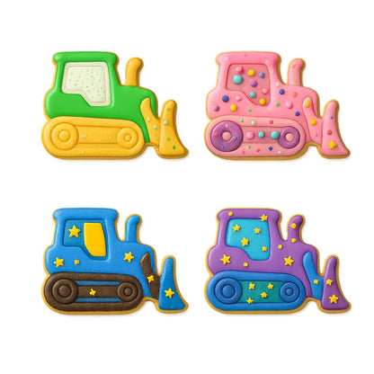 Mighty Gadget Construction Bulldozer Cookie Cutter & Stamp - 4x2.67" Fun Shape for Kids' Baking Projects (Random Color)