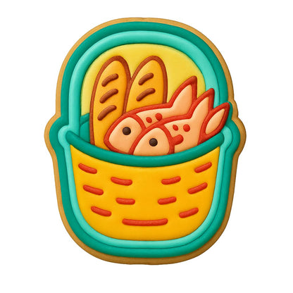 Loaves & Fishes Basket Style 2 Cookie Cutter - 4x3.36" Premium Baking Tool