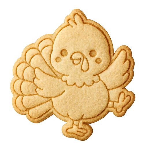 Dancing Kawaii Turkey Cookie Cutter & Stamp 4x3.7" for Baking Fondant Clay