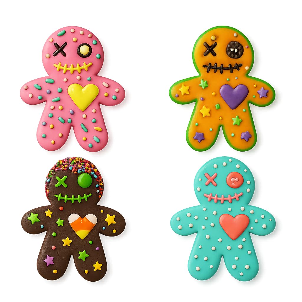 Mighty Gadget Voodoo Gingerbread Man Cookie Cutter & Stamp - 4x3.2" Unique Design for Halloween Baking (Random Color)