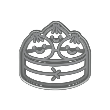 Mighty Gadget Smiling Baozi Basket Cookie Cutter & Stamp - 4x3.84" Fun Design for Dim Sum Lovers (Random Color)