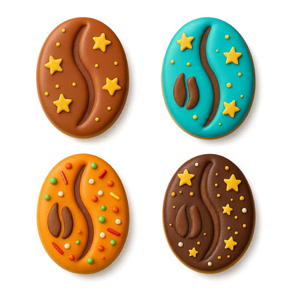 Mighty Gadget Coffee Bean Cookie Cutter & Stamp - 4x2.8" Unique Aroma for Coffee Lovers (Random Color)