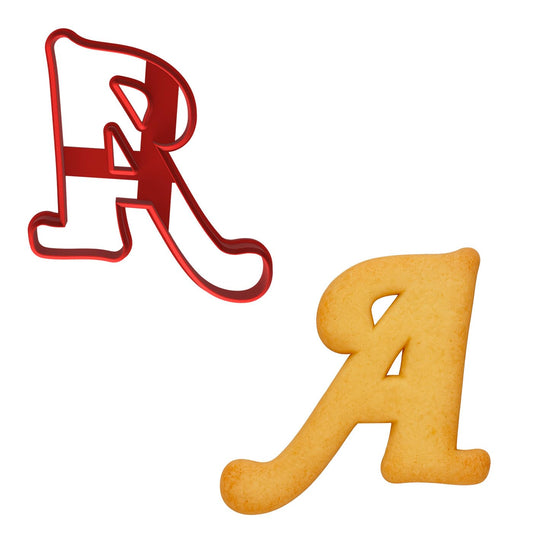 Fancy Cursive Letter Cookie Cutter - 4" Tall Alphabet Baking Mold (Random Color)