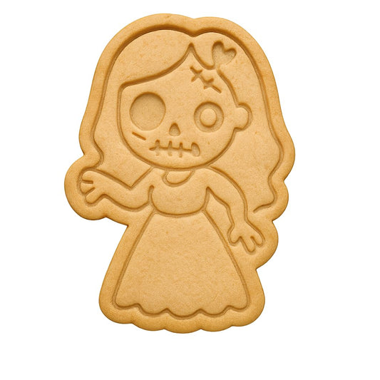 Mighty Gadget Zombie Bride Cookie Cutter & Stamp - 4x2.8" Spooky Design for Halloween Baking (Random Color)