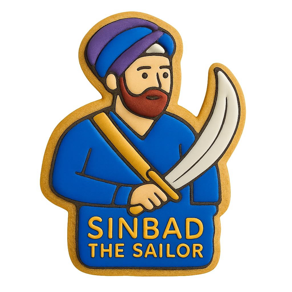 Sinbad the Sailor Cookie Cutter - 4x2.93" Fun Baking Adventure Design