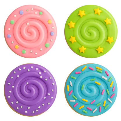 Spiral Swirl Cookie Cutter & Stamp 4x4" for Baking Fondant Clay Embosser Gifts