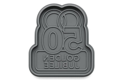 Golden Jubilee Rings 50 Cookie Cutter - 4x3.1" Celebration Design