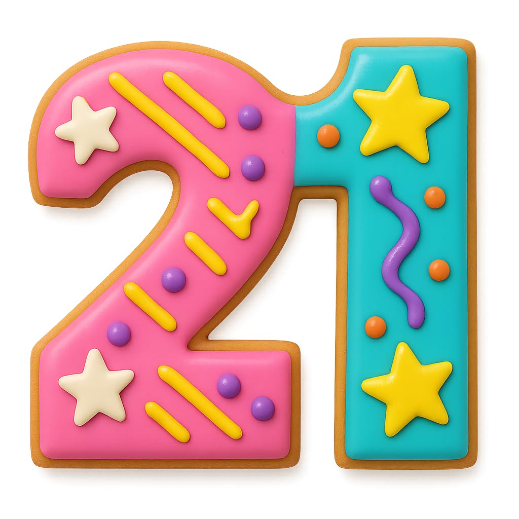 Number 21 Cookie Cutter - 3.3x3.2 Inches, Perfect for 21st Birthday Celebrations & Milestone Events (Random Color)