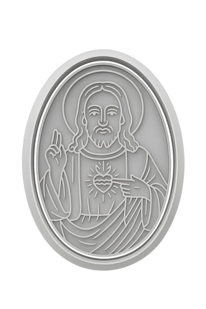 Mighty Gadget Holy Jesus Cookie Cutter & Stamp - 4x3" Blessed Image for Faith-Based Treats (Random Color)