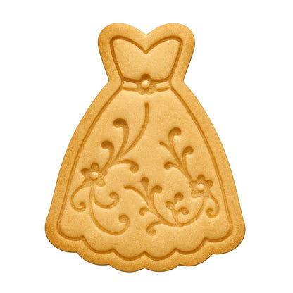 Mighty Gadget Elegant Wedding Dress Cookie Cutter & Stamp - 4x2.5" Romantic Design for Bridal Showers (Random Color)