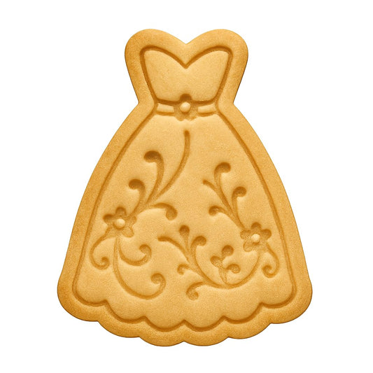 Mighty Gadget Elegant Wedding Dress Cookie Cutter & Stamp - 4x2.5" Romantic Design for Bridal Showers (Random Color)