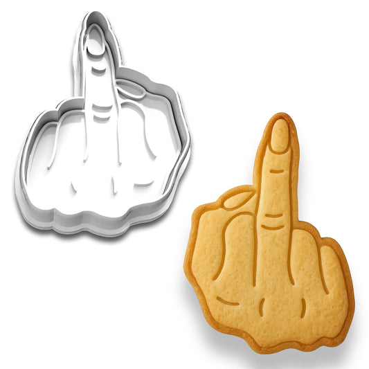 Funny Female Middle Finger Cookie Cutter - 4x2.74 Inches, Adult Novelty Gift for Bakers (Random Color)