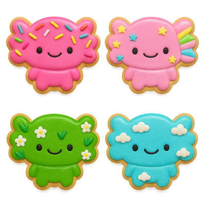 Baby Axolotl Cookie Cutter & Stamp 4x3" for Baking & Fondant Clay Embosser