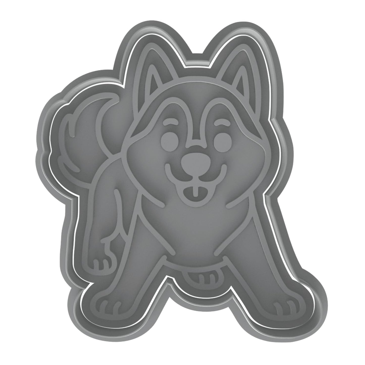 Playful Husky Cookie Cutter & Stamp 4x3.62" for Baking & Fondant Clay Embosser