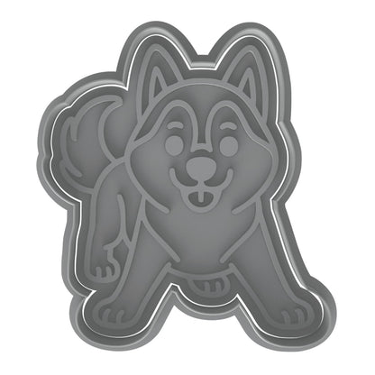 Playful Husky Cookie Cutter & Stamp 4x3.62" for Baking & Fondant Clay Embosser