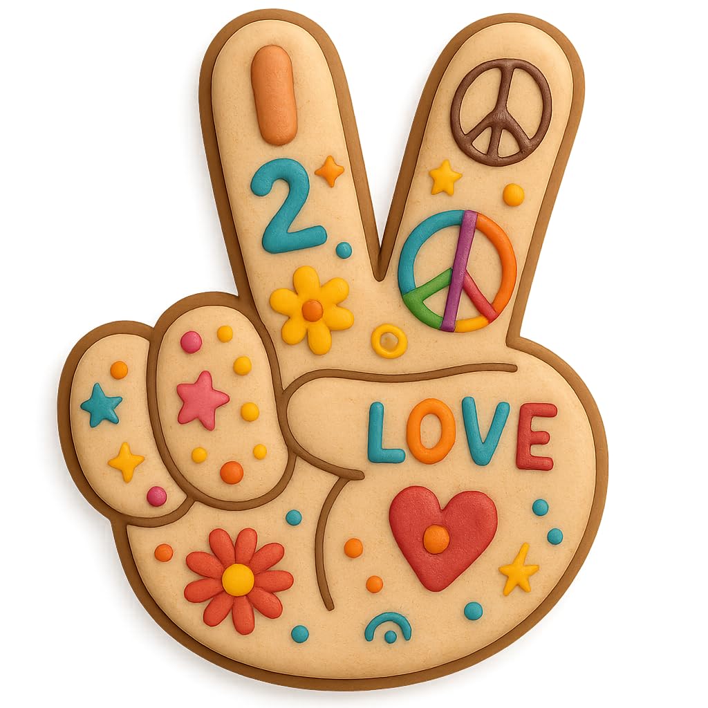 Peace Sign Hand Gesture Cookie Cutter 4x3.1" for Baking & Fondant Clay Gifts