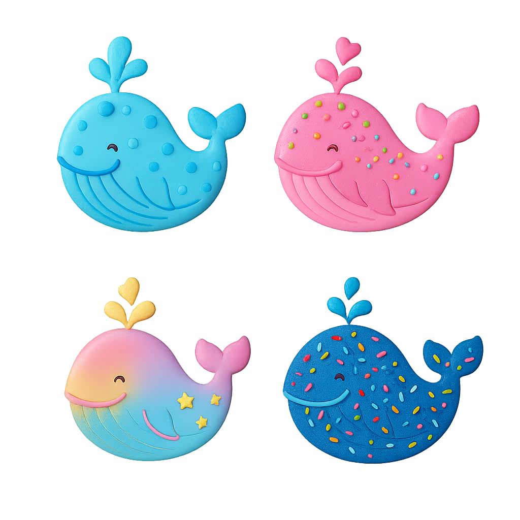 Mighty Gadget Humpback Whale Cookie Cutter & Stamp - 4x2.8" Cute Ocean Theme for Nautical Parties (Random Color)