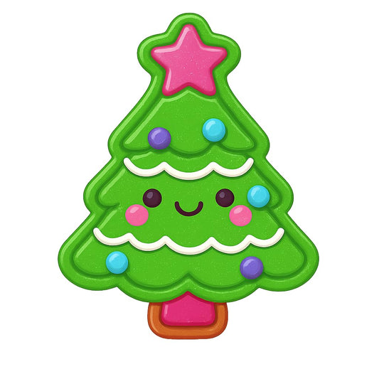 Kawaii Christmas Tree Cookie Cutter - 4x3.17" Fun Holiday Baking Design