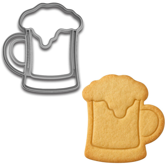 Beer Mug with Foam Cookie Cutter (4x3.5") - Perfect for Beer Lovers, Made in the USA by Mighty Gadget
