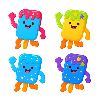 Happy Dancing Popsicle Cookie Cutter & Stamp 4x3.6" for Baking & Fondant Clay