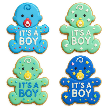 Mighty Gadget Baby Boy with Pacifier Cookie Cutter & Stamp - 4x3.2" Adorable Design for Baby Showers (Random Color)