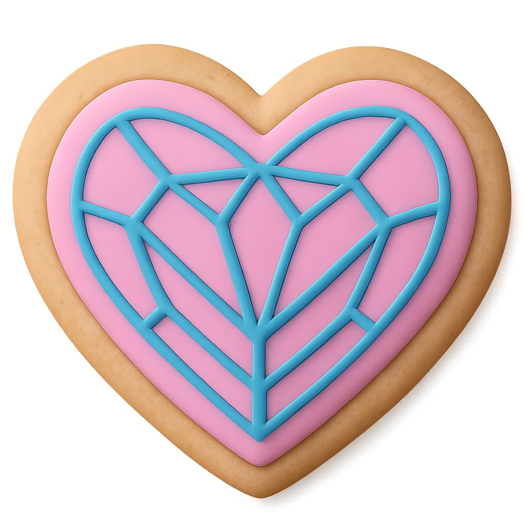 Crystal Heart Gem Cookie Cutter - 4x3.3" Premium Party Design Tool