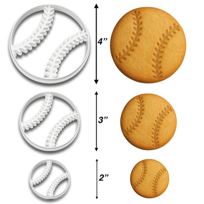 Baseball Cookie Cutters Trio (4", 3", 2") - Ideal for Sports-Themed Baking, Ballpark Celebrations, and Kids' Parties (Random Colors)