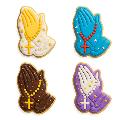 Mighty Gadget Praying Hands with Rosary Cookie Cutter & Stamp - 4x2.8" Inspiring Design for Religious Events (Random Color)