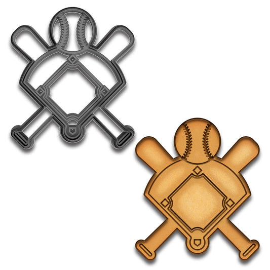 Baseball Field Cookie Cutter & Stamp - 4x3.46", Home Plate with Bats Design for Sports Fans (Random Color)