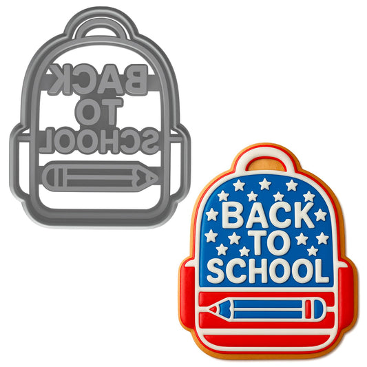Mighty Gadget Back to School Backpack Cookie Cutter & Stamp - 4x3.2" Fun Design for Kids Baking & School Parties (Random Color)