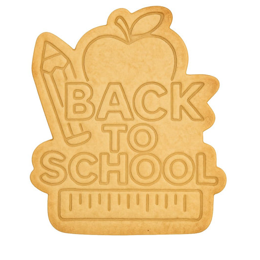 Mighty Gadget Back to School Cookie Cutter & Stamp - 4x3" Educational Design for School Events (Random Color)