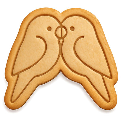 Heartfelt Lovebirds Cookie Cutter - 4x3.1" Quality Baking Tool