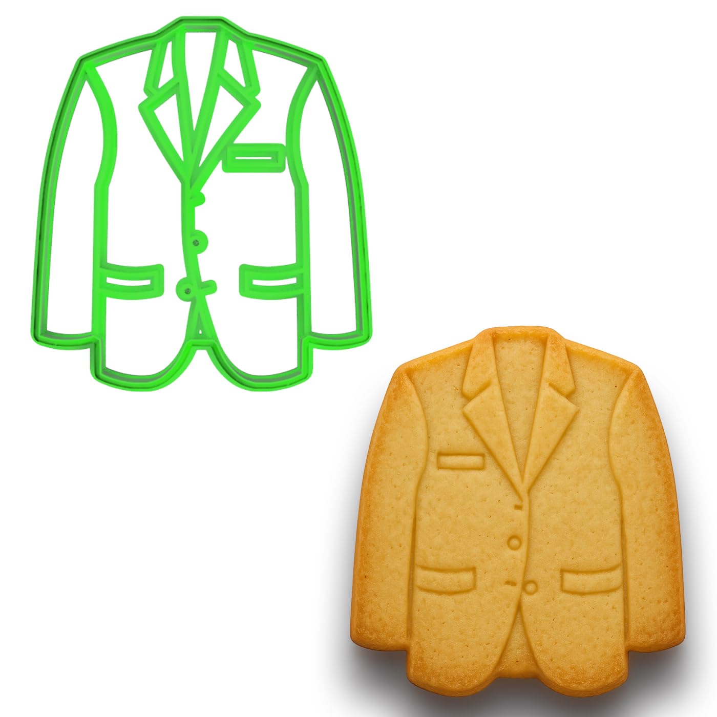 Mighty Gadget Green Jacket Cookie Cutter - 3.75x3.39 Inches, Golf Champion Blazer Baking Mold (Random Color)