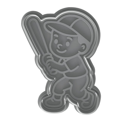 Mighty Gadget Kid Baseball Star Cookie Cutter & Stamp - 4x3" Cute Character for Game Day Treats (Random Color)