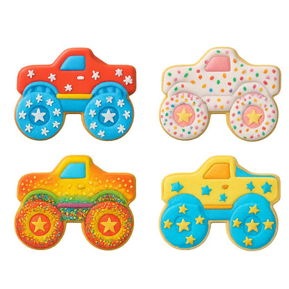 Mighty Gadget Monster Truck Cookie Cutter & Stamp - 4x3.2" Rugged Fun for Kids' Birthdays (Random Color)