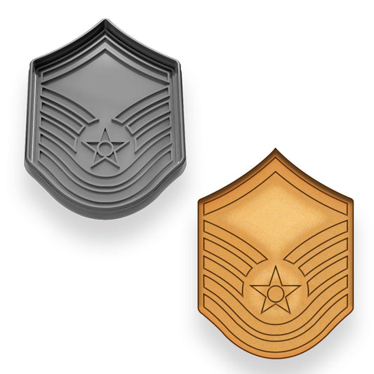 Air Force Master Sergeant Cookie Cutter & Stamp Set - 4.25x3.14 Inches, Military-Themed Baking Tool