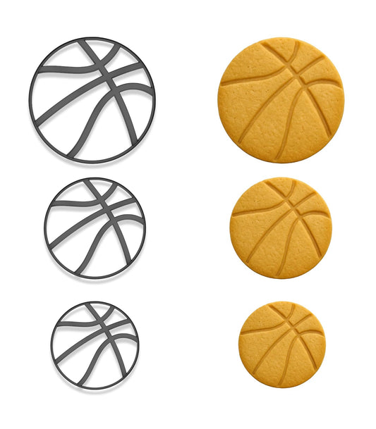 Basketball Cookie Cutter & Stamp Set – 3 Sizes (4", 3", 2") – Sports-Themed Baking Mold for Parties and Gifts (Random Color)