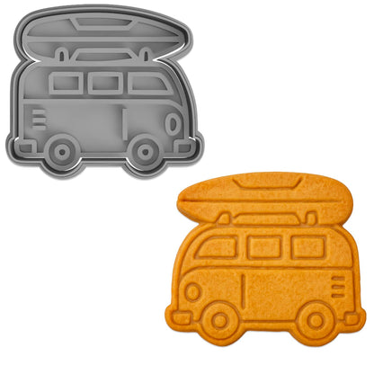 Surf Van Adventure Cookie Cutter & Stamp 3x3.5" for Baking & Fondant Clay Gifts