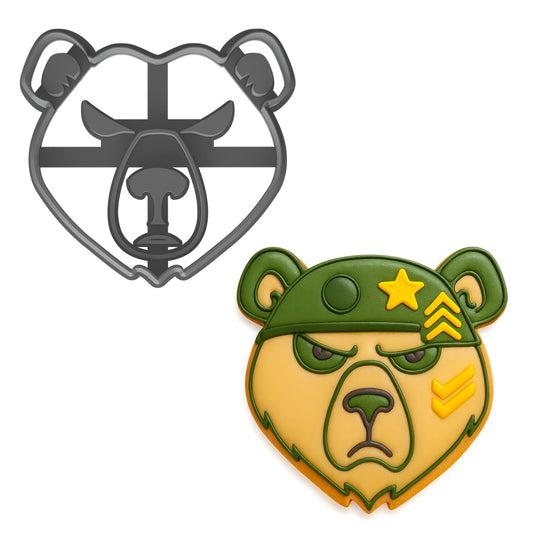 Angry Bear Cookie Cutter & Stamp - 4x3.73", Fierce Bear Face Baking Tool (Random Color)