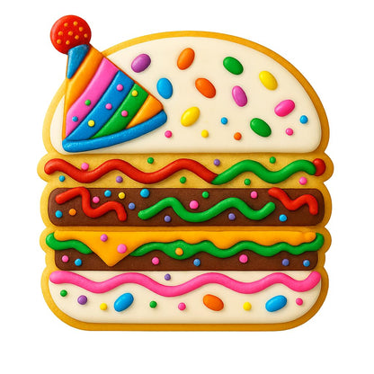 Mighty Gadget Hamburger Cookie Cutter & Stamp - 4x3.79" Burger Lovers Baking Tool (Random Color)